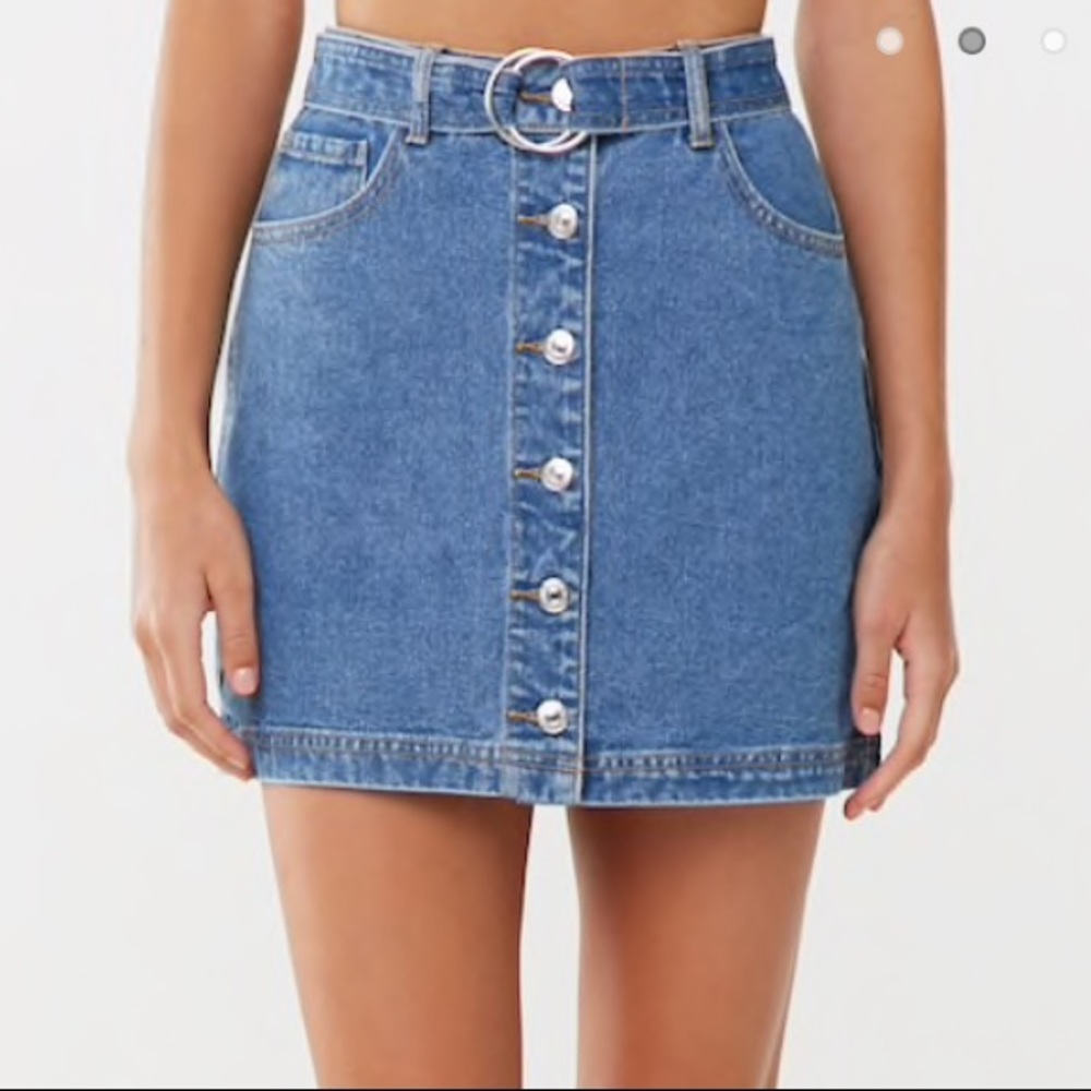 Button-Front Denim Skirt